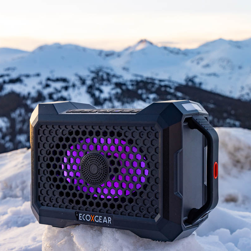 ECOXGEAR Defender waterproof bluetooth speaker in the snow