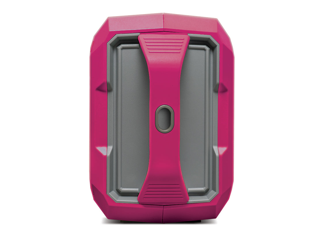 Warrior Rose ECOXGEAR waterproof Bluetooth Speaker, side view.