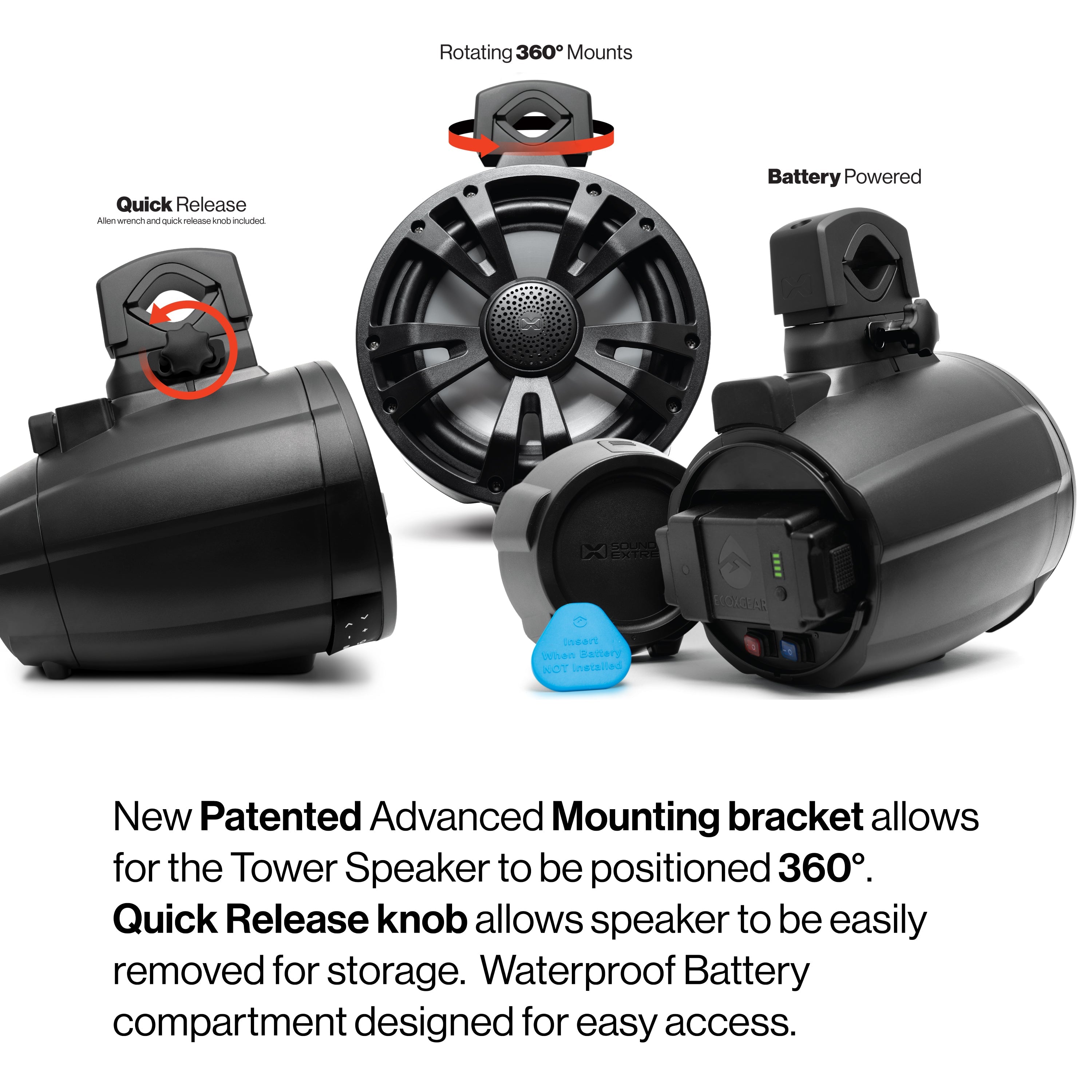 SoundExtreme by ECOXGEAR Battery Operated Tower Speaker for Boat